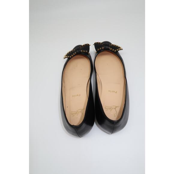 Christian Louboutin Leather Spike Studded Bow Ballet Flats Black Women's Size 40 - Picture 4 of 10